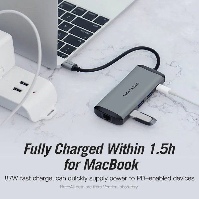 Vention CNDHB Hub USB-C Docking Station 1xHDMI 3xUSB 1xUSB-C PD 1xRJ45 Lector Tarjetas